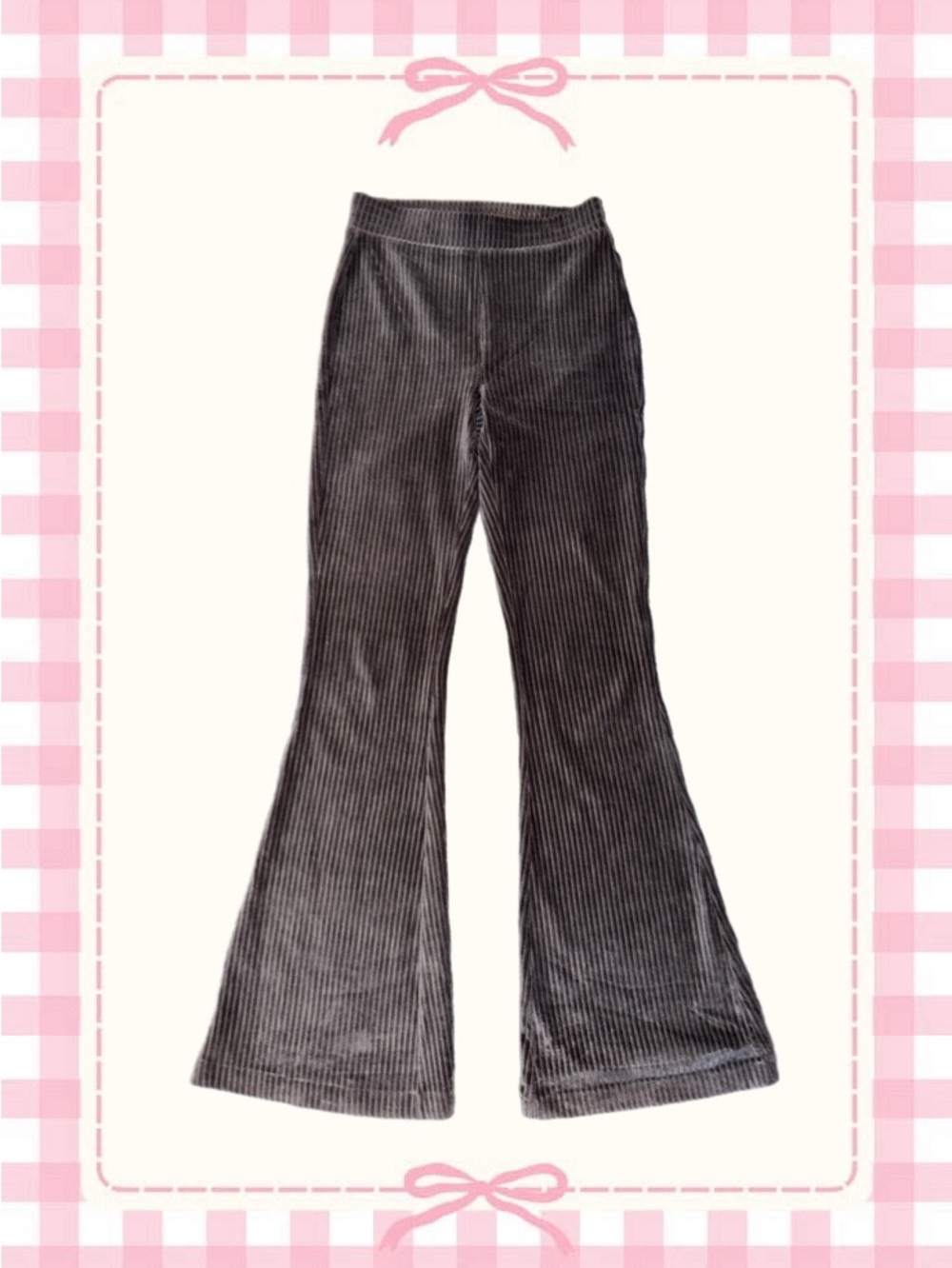 Aerie Gray Velvet Ribbed Flare Pant